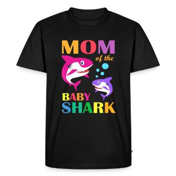 Maman Du Bébé Anniversaire Requin Maman Requin Mère - T-shirt Premium bio Homme - noir - Devant - Nico (187cm)