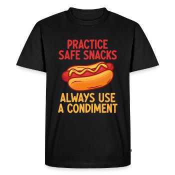 Pratiquez des collations sécuritaires, utilisez toujours un condiment - T-shirt Premium bio Homme - noir - Devant - Nico (187cm)
