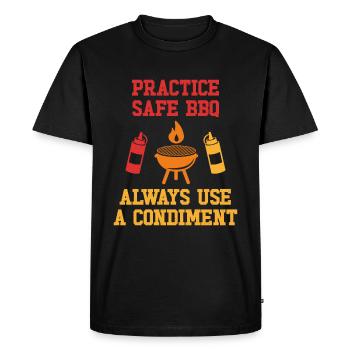 Pratiquez un barbecue sécuritaire Utilisez toujours un condiment - T-shirt Premium bio Homme - noir - Devant - Nico (187cm)