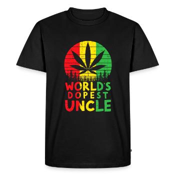 Worlds Dopest Oncle Rasta Jamaïcain Weed Cannabi - T-shirt Premium bio Homme - noir - Devant - Nico (187cm)