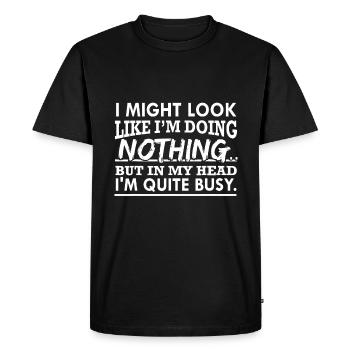 HeavyThinking Ne rien faire paresseux Drôle Occupé - T-shirt Premium bio Homme - noir - Devant - Nico (187cm)