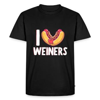 I Love Weiners Sausage Hotdog Bun Ketchup Mustard - Men's Premium Organic T-Shirt - black - Front - Nico (187cm)