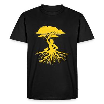 Melanin Queen African Roots - Black History Gold - Men's Premium Organic T-Shirt - black - Front - Nico (187cm)