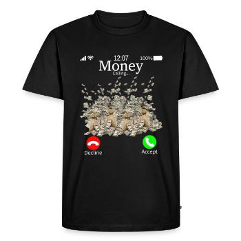 L’argent appelle l’argent, drôle d’arnaqueur d’affaires - T-shirt Premium bio Homme - noir - Devant - Nico (187cm)