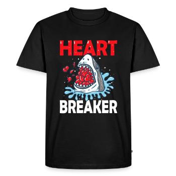 Valentines Day Shark Heart Breaker Funny Boys Kids - Men's Premium Organic T-Shirt - black - Front - Nico (187cm)