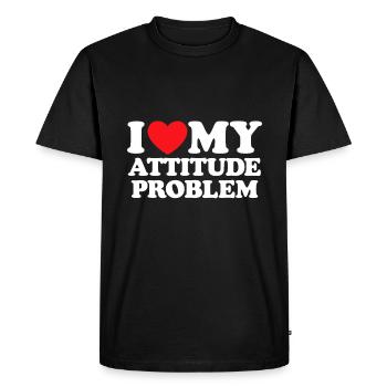 J’aime mon problème d’attitude - T-shirt Premium bio Homme - noir - Devant - Nico (187cm)