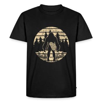 Bigfoot Morel Mushroom Foraging Mycology Shroom - T-shirt Premium bio Homme - noir - Devant - Nico (187cm)