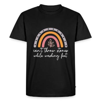 Ne peut pas jeter de pierres en se lavant les pieds - T-shirt Premium bio Homme - noir - Devant - Nico (187cm)