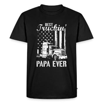 Mens Best Trucking Papa Ever Truck Driver American - Men's Premium Organic T-Shirt - black - Front - Nico (187cm)