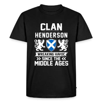 Clan HENDERSON famille écossaise Écosse - T-shirt Premium bio Homme - noir - Devant - Nico (187cm)