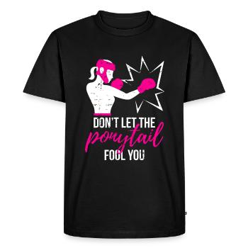 Ne laissez pas la queue de cheval vous tromper Boxing Girl MMA - T-shirt Premium bio Homme - noir - Devant - Nico (187cm)