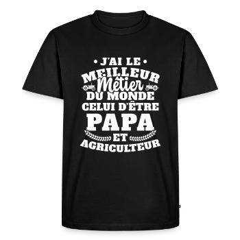 Humour Papa Tracteur Agriculteur Fermier - T-shirt Premium bio Homme - noir - Devant - Nico (187cm)