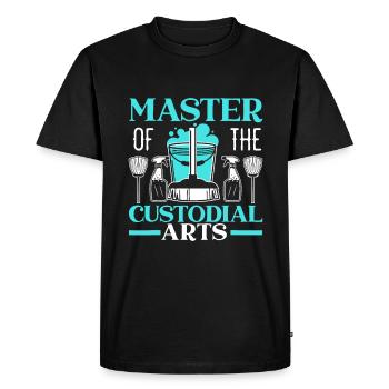 Maître de l’école de conciergerie des arts gardiens - T-shirt Premium bio Homme - noir - Devant - Nico (187cm)
