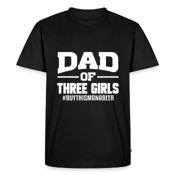 Papa de trois filles Cadeau de fête des pères de sa fille - T-shirt Premium bio Homme - noir - Devant - Nico (187cm)