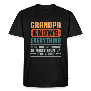 Le grand-père des hommes sait tout - T-shirt Premium bio Homme - noir - Devant - Nico (187cm)
