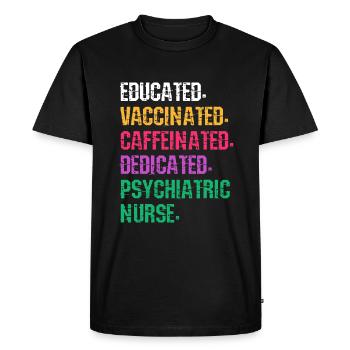 Infirmière psychiatre Soins infirmiers psychiatriques Santé mentale - T-shirt Premium bio Homme - noir - Devant - Nico (187cm)