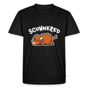 Scottish Saying Scunnered Highland Cow Funny Scots - Men's Premium Organic T-Shirt - black - Front - Nico (187cm)
