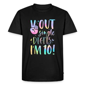 Peace Out à un chiffre J’ai 10 ans - T-shirt Premium bio Homme - noir - Devant - Nico (187cm)