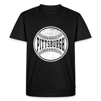 Vintage Pittsburgh Cityscape Baseball Lover Player - T-shirt Premium bio Homme - noir - Devant - Nico (187cm)