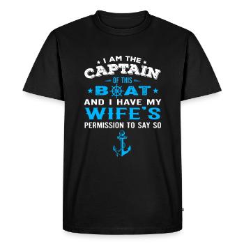 Drôle de mari nautique je suis le capitaine de ce bateau - T-shirt Premium bio Homme - noir - Devant - Nico (187cm)