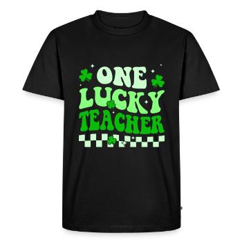 Un professeur chanceux Groovy Retro Happy St Patrick - T-shirt Premium bio Homme - noir - Devant - Nico (187cm)
