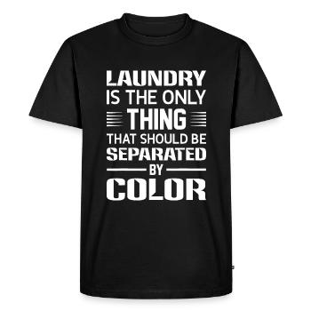 La lessive est la seule chose séparée par la couleur - T-shirt Premium bio Homme - noir - Devant - Nico (187cm)