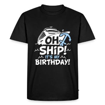 Oh Ship c’est mon anniversaire - Oh Ship,, Birthday - T-shirt Premium bio Homme - noir - Devant - Nico (187cm)
