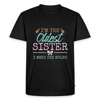Je fais les règles Adulte le plus âgé 3 sœurs Matching - T-shirt Premium bio Homme - noir - Devant - Nico (187cm)
