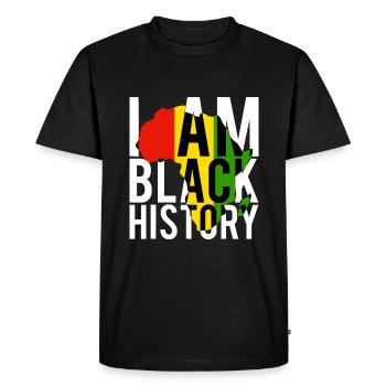Je suis l’histoire des Noirs - Mois de l’histoire des Noirs et fierté - T-shirt Premium bio Homme - noir - Devant - Nico (187cm)