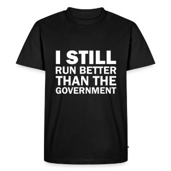Je cours toujours mieux que le gouvernement - T-shirt Premium bio Homme - noir - Devant - Nico (187cm)