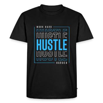 Work Hard Hustle Harder - Men's Premium Organic T-Shirt - black - Front - Nico (187cm)