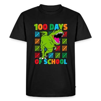 100th Day of School Dino Kids Happy 100 Days - Men's Premium Organic T-Shirt - black - Front - Nico (187cm)