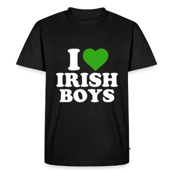 I Love Irish Boys Funny St Patrick's Day Heart - Men's Premium Organic T-Shirt - black - Front - Nico (187cm)