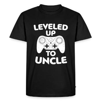 Mens Leveled Up To Uncle - Future Uncle Gift - Men's Premium Organic T-Shirt - black - Front - Nico (187cm)