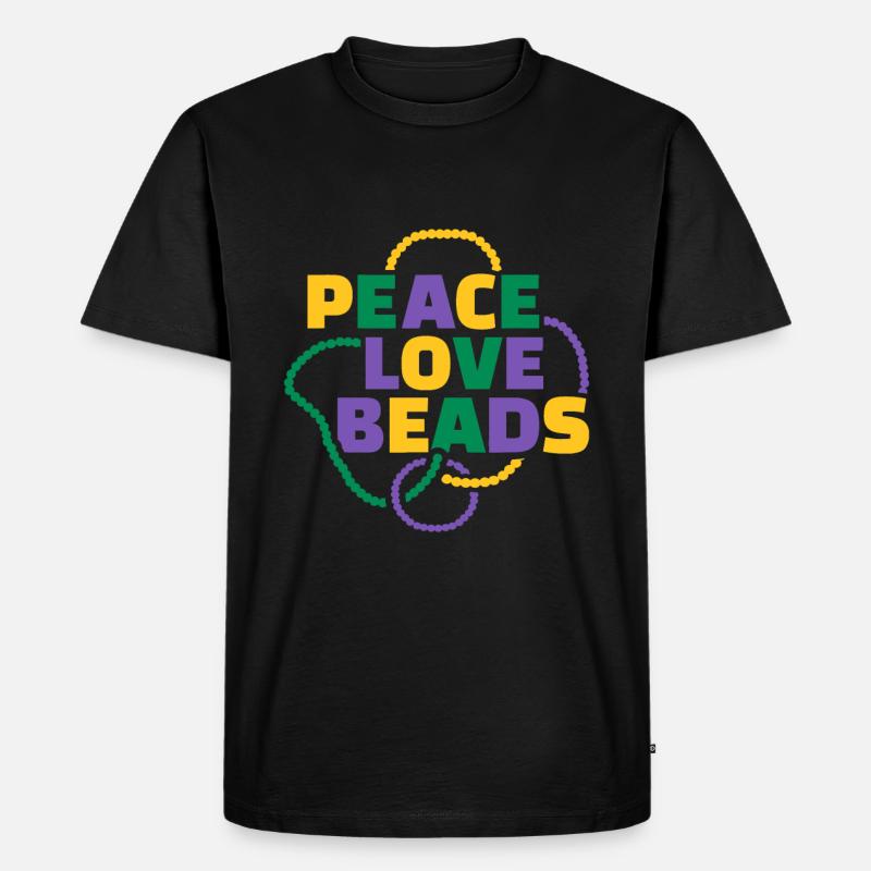 Mardi Gras Frieden Liebesperlen - Männer Premium Bio T-Shirt - Schwarz
