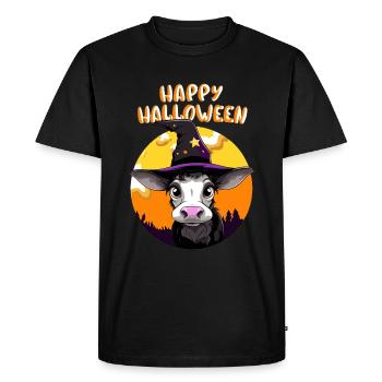 Halloween Cow Vegan Witch Hat Farmer Witch Star - T-shirt Premium bio Homme - noir - Devant - Nico (187cm)