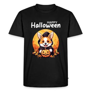 Happy Halloween Corgi Dog Mom Dog Dad Pumpkin - Men's Premium Organic T-Shirt - black - Front - Nico (187cm)