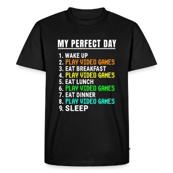 Ma journée parfaite Jeux vidéo - T-shirt Premium bio Homme - noir - Devant - Nico (187cm)