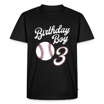 3 ans sur le thème du baseball 3e anniversaire - T-shirt Premium bio Homme - noir - Devant - Nico (187cm)