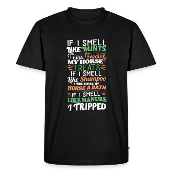 Amant de chevaux dames équestres si je sens le cheval - T-shirt Premium bio Homme - noir - Devant - Nico (187cm)