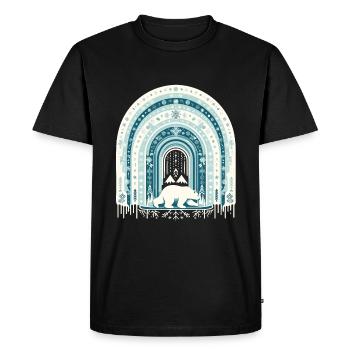 Ours polaire skiant dans un arc-en-ciel de neige et de glace - T-shirt Premium bio Homme - noir - Devant - Nico (187cm)