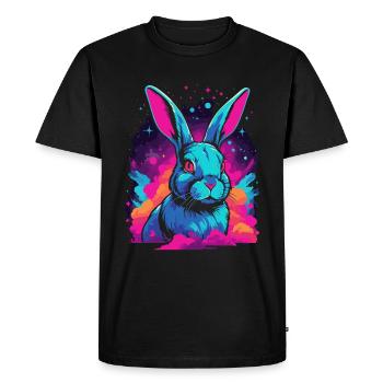 Nébuleuse de l’espace Galaxy Rabbit Lovers Vaporwave - T-shirt Premium bio Homme - noir - Devant - Nico (187cm)