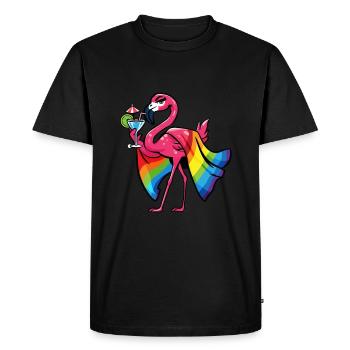 Pink Flamingo LGBTQ Pride Summer Tropical - Men's Premium Organic T-Shirt - black - Front - Nico (187cm)