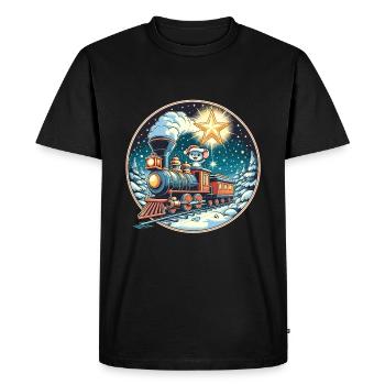 Christmas Mouse Railway Model Railway Kids - Men's Premium Organic T-Shirt - black - Front - Nico (187cm)
