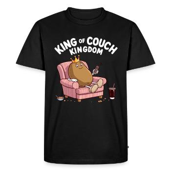 Funny Couch Potato Design - Men's Premium Organic T-Shirt - black - Front - Nico (187cm)