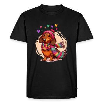 Chien Teckel Coeur Teckel Amour Teckel Propriétaire Drôle - T-shirt Premium bio Homme - noir - Devant - Nico (187cm)