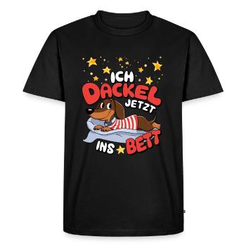 Chien teckel chemise rayée teckel ami tenue de nuit - T-shirt Premium bio Homme - noir - Devant - Nico (187cm)