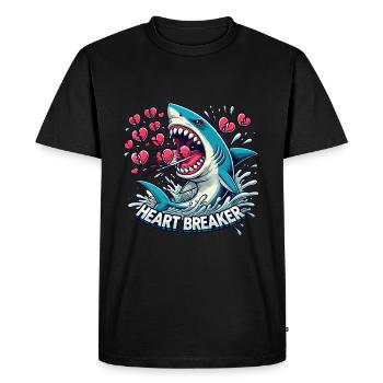 Saint-Valentin Requin Plongeur Vacances Coeur Drôle Mer - T-shirt Premium bio Homme - noir - Devant - Nico (187cm)