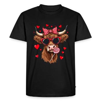 Vache Ecossais Highland Bovins Lolly Saint Valentin - T-shirt Premium bio Homme - noir - Devant - Nico (187cm)