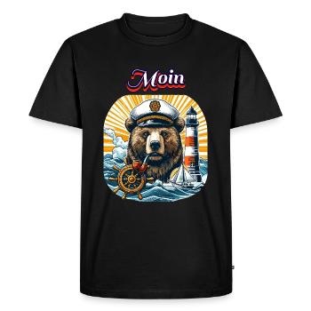 Hamburg Sea Dog Captain Lighthouse Sailing Ship Moin - Men's Premium Organic T-Shirt - black - Front - Nico (187cm)